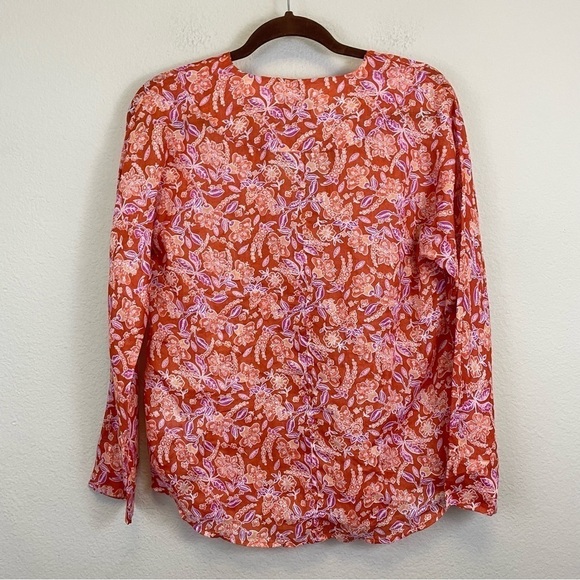 J.‎ Crew Floral Ramie-Linen Long Sleeve Top in Painted Block Print XS - Picture 7 of 10